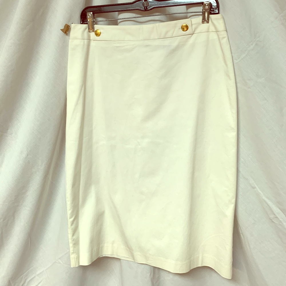 Bob Mackie White Pencil Skirt with Gold Details